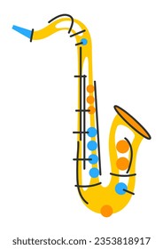 Illustration of saxophone. Jazz musical instrument.