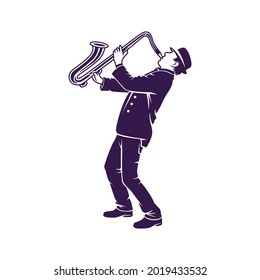 Illustration Of Saxophone Player Silhouette