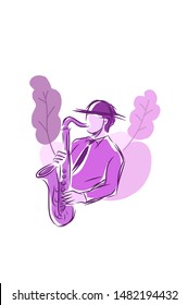 Illustration of saxophone player template