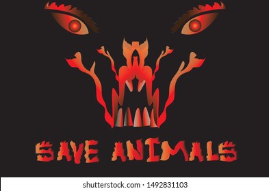 Illustration saying Save Animals Burning