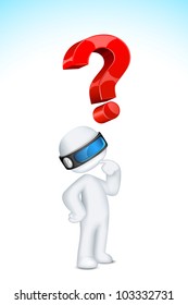illustration of scalable thinking 3d man in vector with question mark