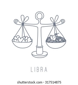 Illustration of the scales (Libra). Part of the set with horoscope zodiac signs. This illustration can be used as a greeting card, poster or print.