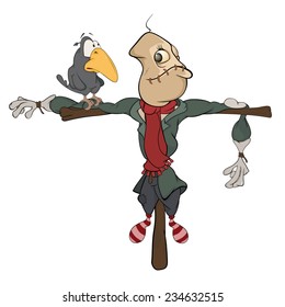 Illustration of scarecrow. Cartoon 