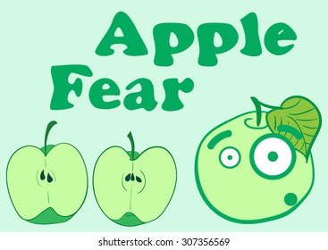 Illustration with the scared apple and a section apple