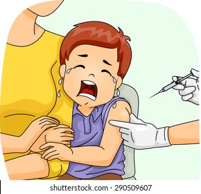 Illustration of a Scared Boy Crying Loudly as He is About to Get His Shot