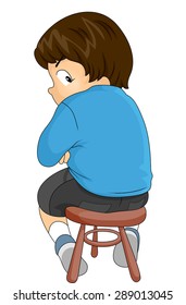 Illustration of a Scared Little Boy About to Have an Injection