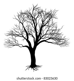 An Illustration Of A Scary Bare Black Tree Silhouette