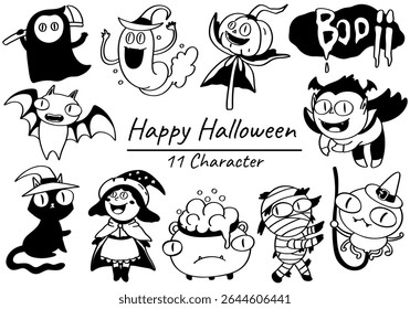 Illustration of scary Character with Halloween festive Hand drawn doodle