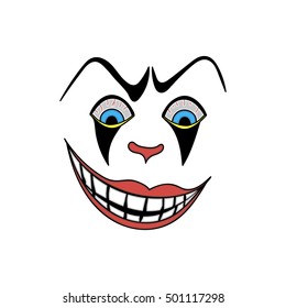 illustration with scary clown face for halloween, color tattoo