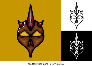 illustration of scary demon head with yellow eyes. suitable for mascot, symbol and t-shirt designs