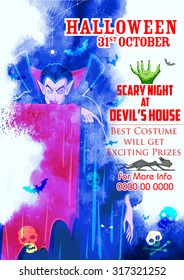 illustration of scary Dracula in Halloween night