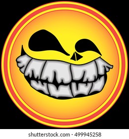 illustration with scary face icon for halloween