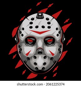 ILLUSTRATION OF SCARY FACE MASK FOR T-SHIRT, POSTER, PRINT, AND RELATED BUSINESS