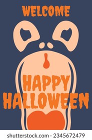 illustration of scary face screaming halloween poster