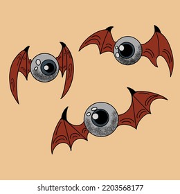Illustration scary flying eyes halloween illustration Vector