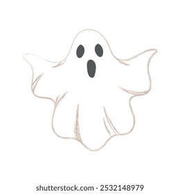Ilustração de Scary Ghost para Halloween em Estilo Plano. Vetor