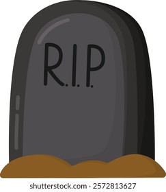 Illustration of scary grave stone or Halloween. Spooky RIP tombstone isolated on white background