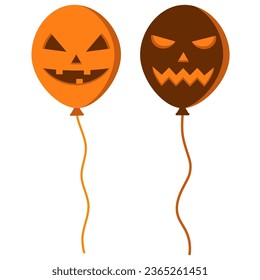 Illustration of scary Halloween ghost balloons on white background