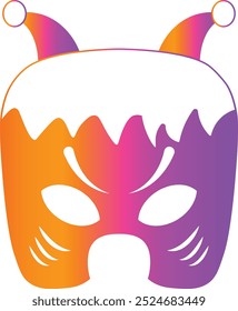 Illustration of Scary Halloween Mask for Celebration. Isolated Vector in Colorful Design.