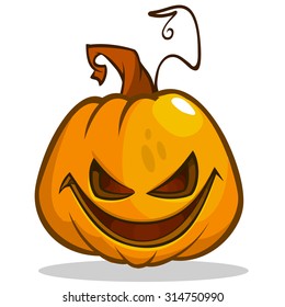 Illustration of a scary Halloween pumpkin Jack O Lantern head with smiling expression isolated on white background