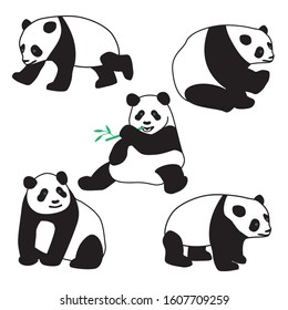 Illustration of scary panda set