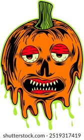 illustration of a scary pumpkin character