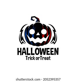 illustration of a scary pumpkin. halloween vector logo. illustration horror vector template.