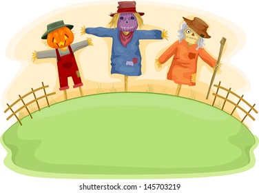 Ilustración de escarabajos aterradores en un campo