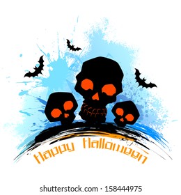 illustration of scary skull in grungy Halloween background