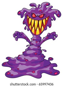 Illustration of a scary violet monster