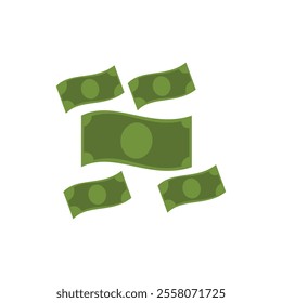 illustration of scattered banknotes and coins mirroring wealth. Design elements Symbol of wealth and riches. Illustration design with financial and business theme