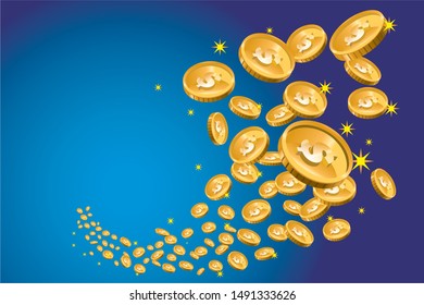 Illustration of scattered coins (US dollars), finance, gambling image