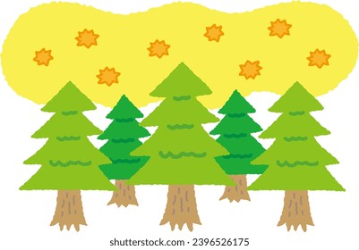 Ilustración de polen disperso. árbol de cedro.