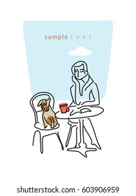 Illustration of scene in a cafe with place for text, made in quick drawing manner