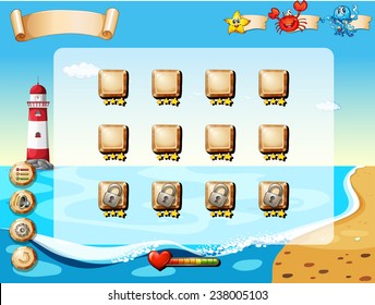 Illustration of a scene from a computer game with beach