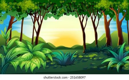 Illustration of a scene of a forest