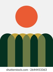 Illustration scene horizon with sunrise unique design