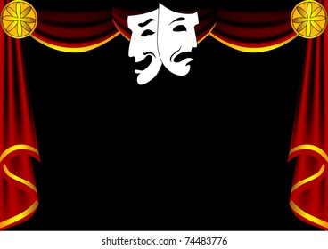 Illustration Scene Theatre Curtain By Chair Stock Vector (Royalty Free ...