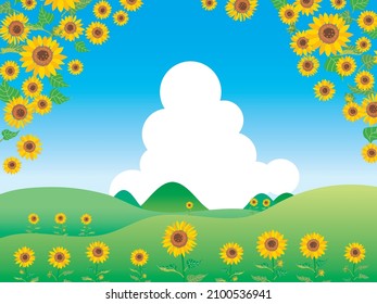 Illustration of the scenery of the summer sunflower field.