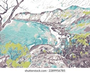Illustration of the scenery in the Timor Leste area, in Dili and Oecusse