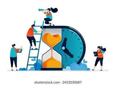 illustration of schedule agenda and effect. managing working and holiday