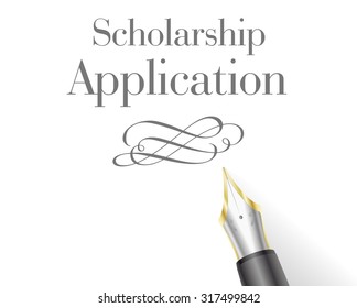 illustration of a Scholarship Application with fountain pen