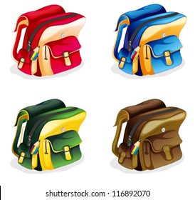 illustration of school bags on a white background