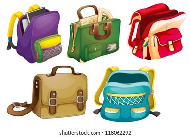 illustration of school bags on a white background