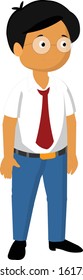 Illustration of school boy standing
