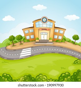 Illustration of School Building.