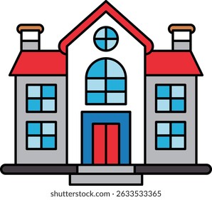 Ilustración de un edificio escolar