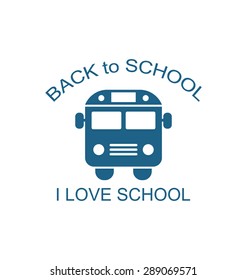 Illustration School Bus Isolated on White Background, Back to School Flat Icon  - Vector