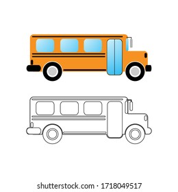 illustration of a school bus, viewed from the side, for a vehicle icon or symbol