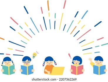 Illustration von Schulkindern und Effektlinie